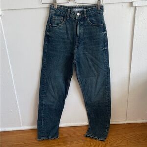 Zara Women's Dark Blue Straight Jeans